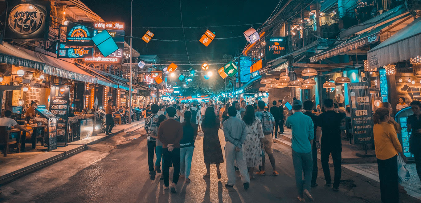 Pub street in Siem Reap, Cambodia