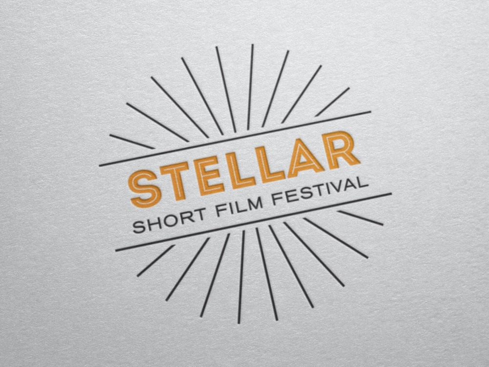 Stellar logo letterpress print Stellar Short Film Festival identity letterpress printed on white paper