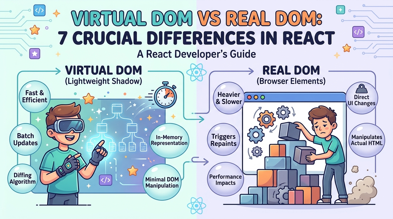 Virtual DOM vs Real DOM: 7 Khác Biệt Sống Còn Trong React
