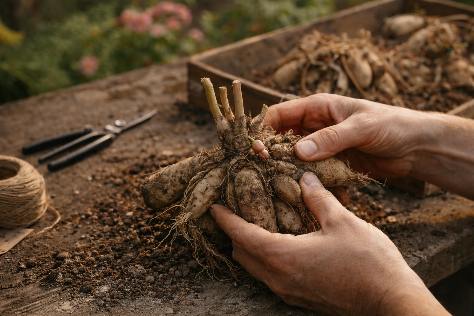 viable eye dahlia tuber illustration for What viable eye dahlia tuber usually looks like in a real garden, supporting image 1