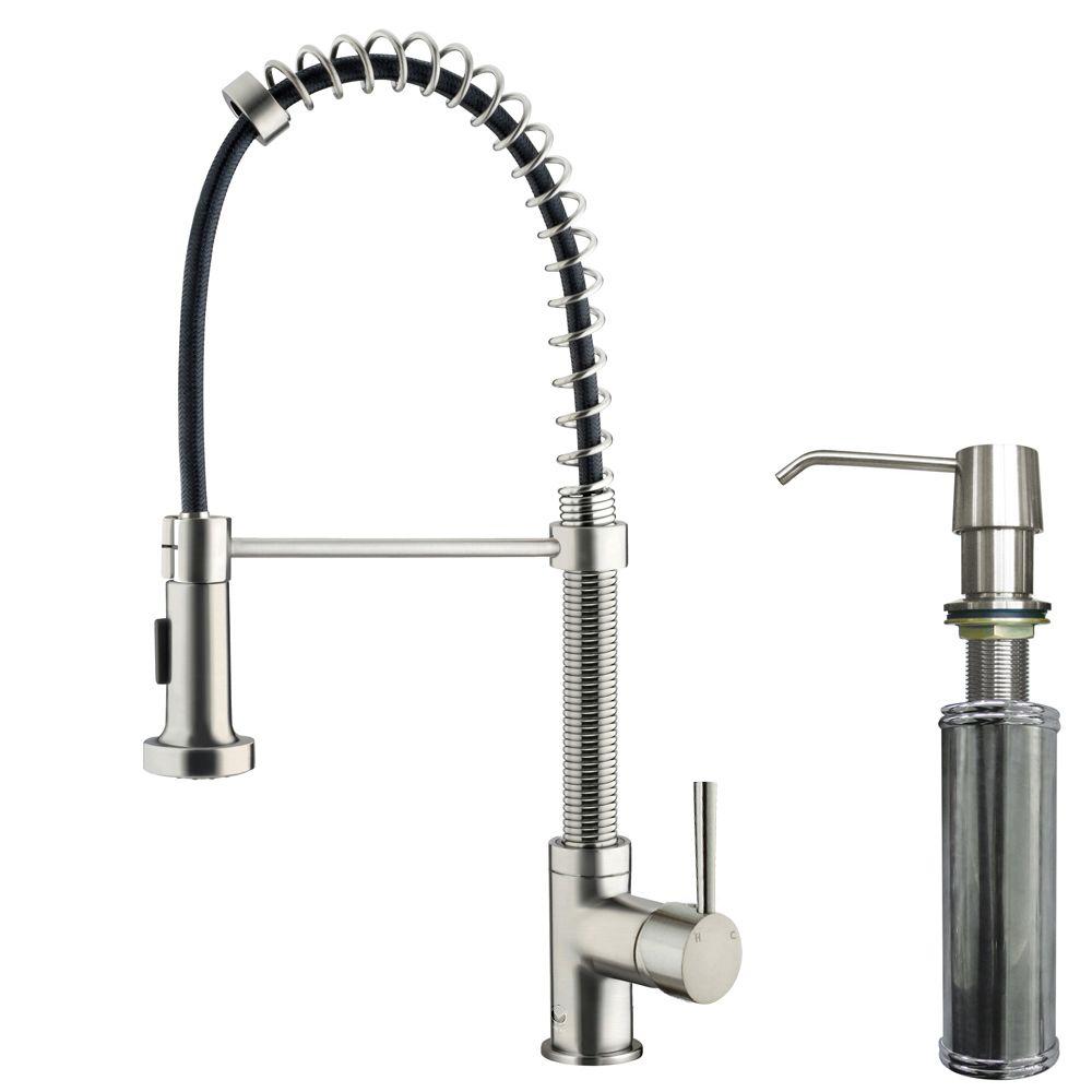 Details About Vigo Vg02001stk1 Edison Kitchen Faucet With Soap Dispenser Stainless Steel