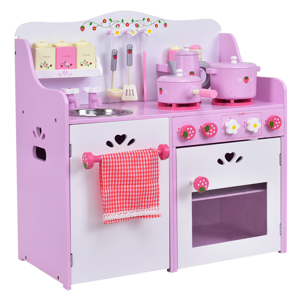 childrens wooden cooking set