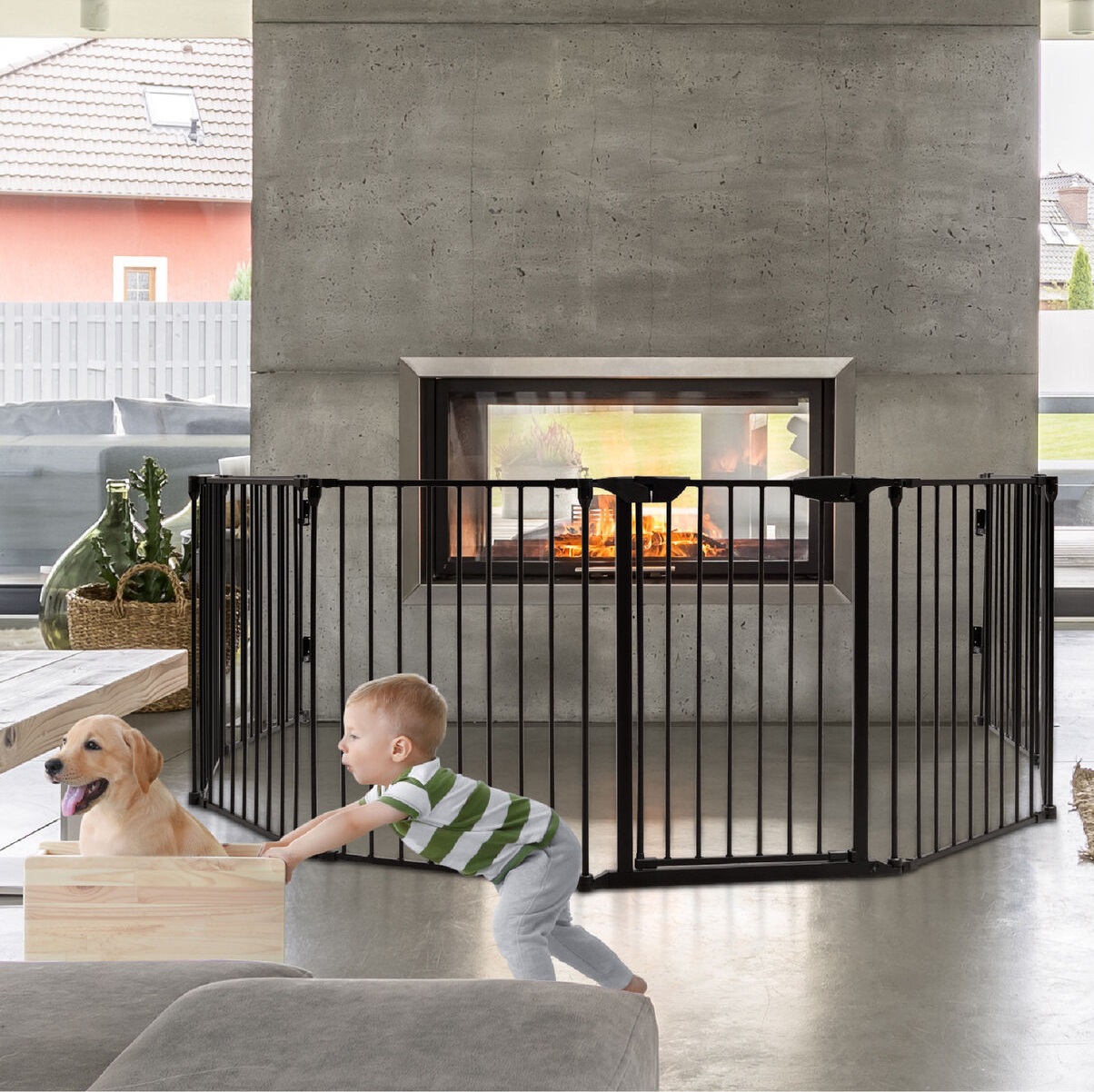 Metal Gate 8 Panel Baby Pet Safe Playpen Safety Fence Toddler Dog