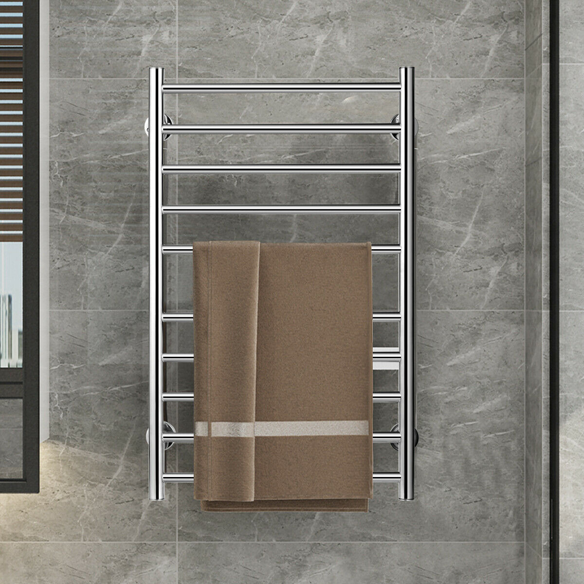 10bar Stainless Steel Wall Mounted Heated Towel Warmer Dryer Rack