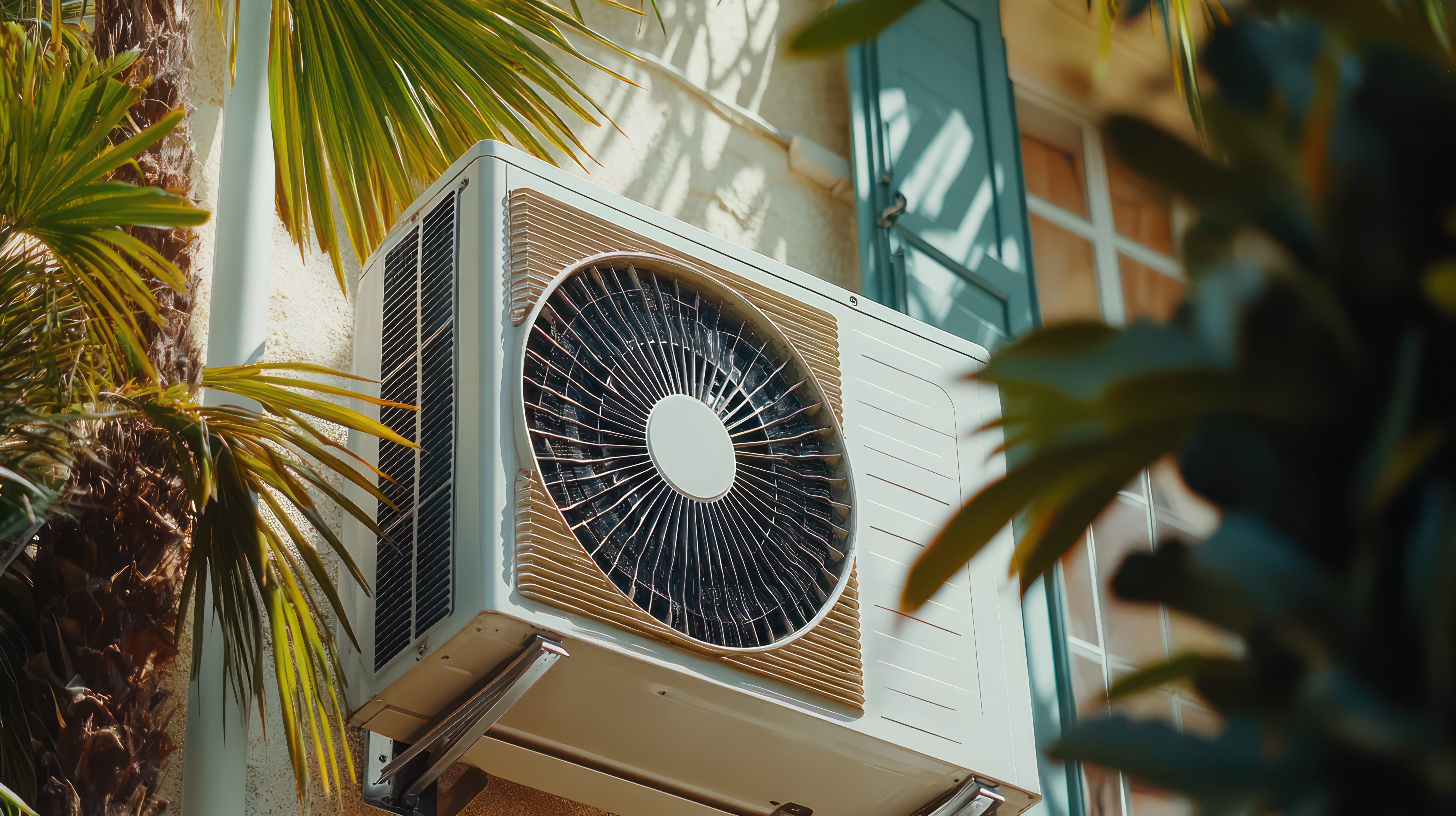 Homeowner standing with tech next to new AC unit, smiling