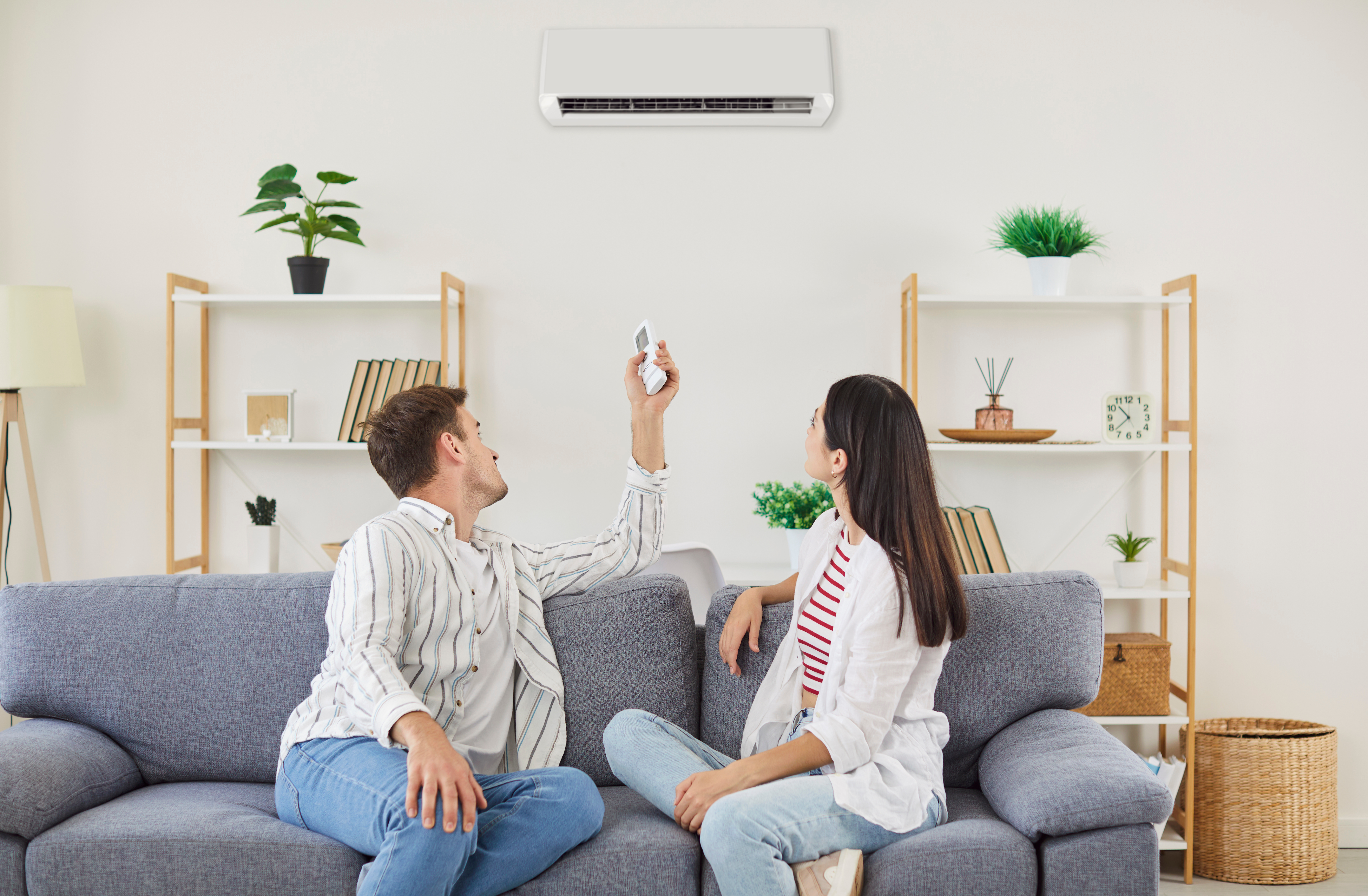 Family relaxing indoors, happy and comfortable