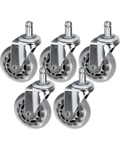 Gabbiano Roll Speed Stool Wheel black Press-On Set Of 5 Pcs Silver