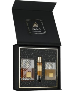 Lattafa Khamrah Giftset 100 ml EDP + 12 ml EDP + 50 ml Hair Mist