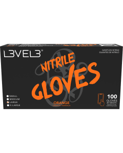 L3VEL3 Orange X-Large Professional Nitrile Gloves 100 Pack