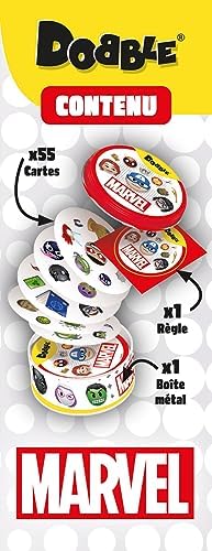 Vue 3 de Asmodee Dobble Marvel Emoji