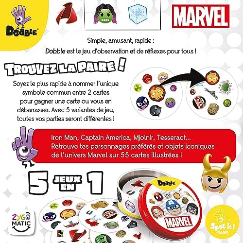 Vue 4 de Asmodee Dobble Marvel Emoji