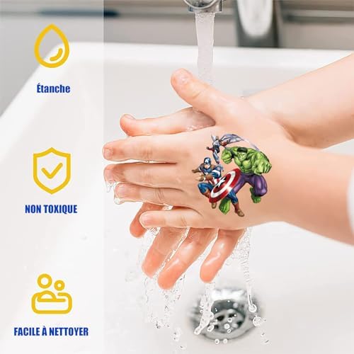 Vue 5 de Tatouage Enfant Avengers Feuilles