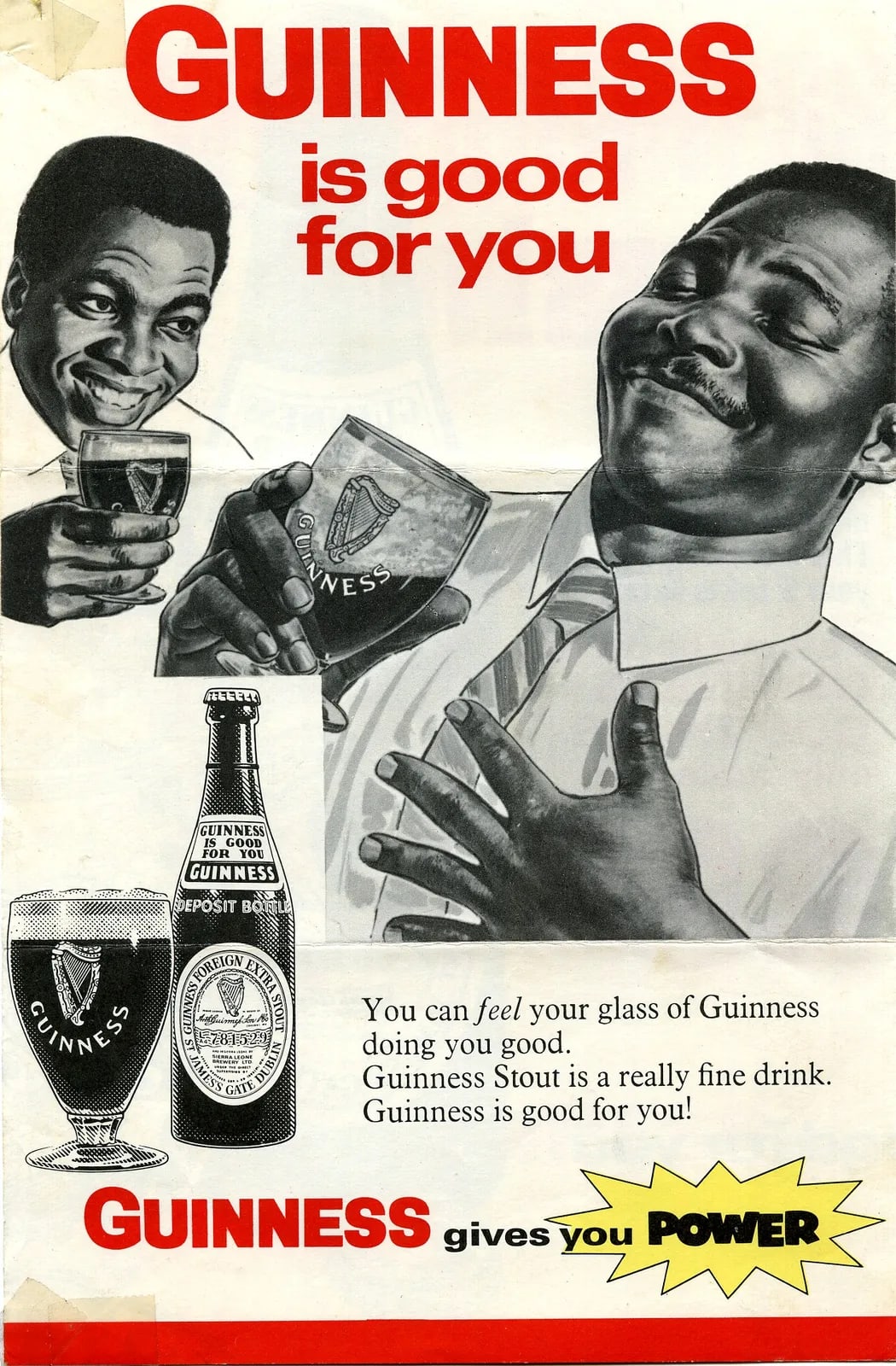 Part of a 1968 advertising sheet for Guinness after they established a brewery in Sierra Leone (West Africa) (1727997539)