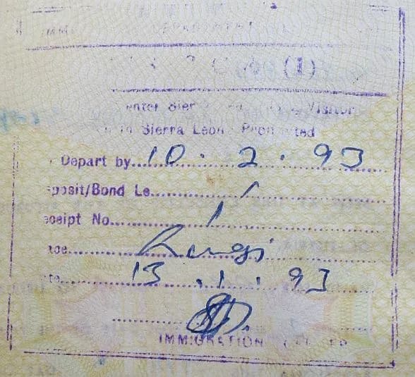 Sierra Leone entry stamp