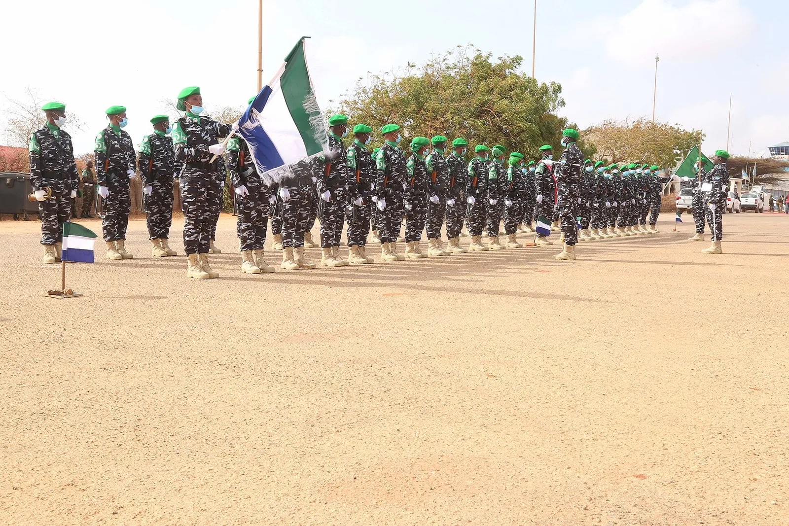 Sierra Leone Formed Police Unit serving under AMISOM in a parade to welcome AMISOM Police Commissioner