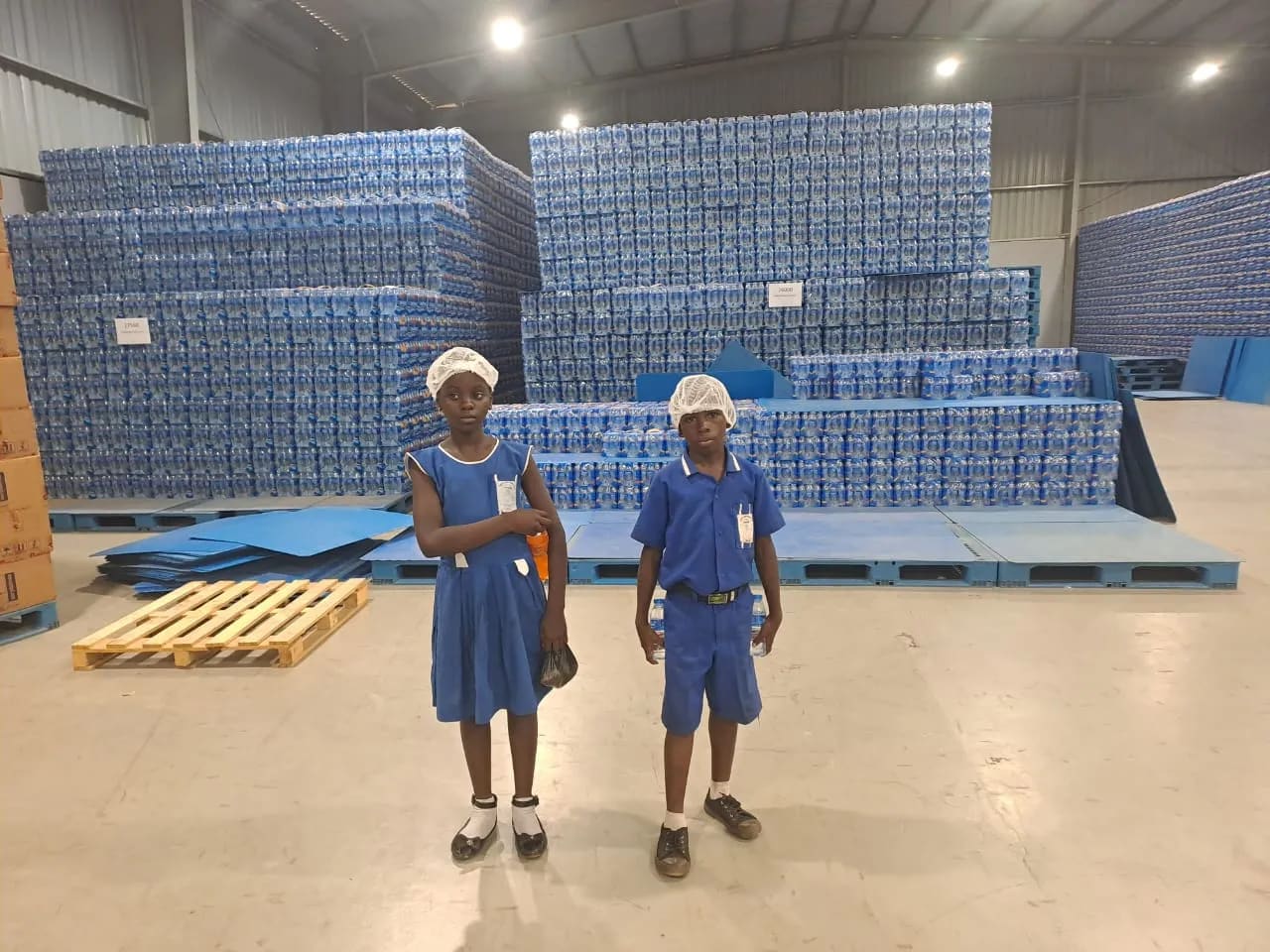 Stacks of water at Grafton Spring water factory