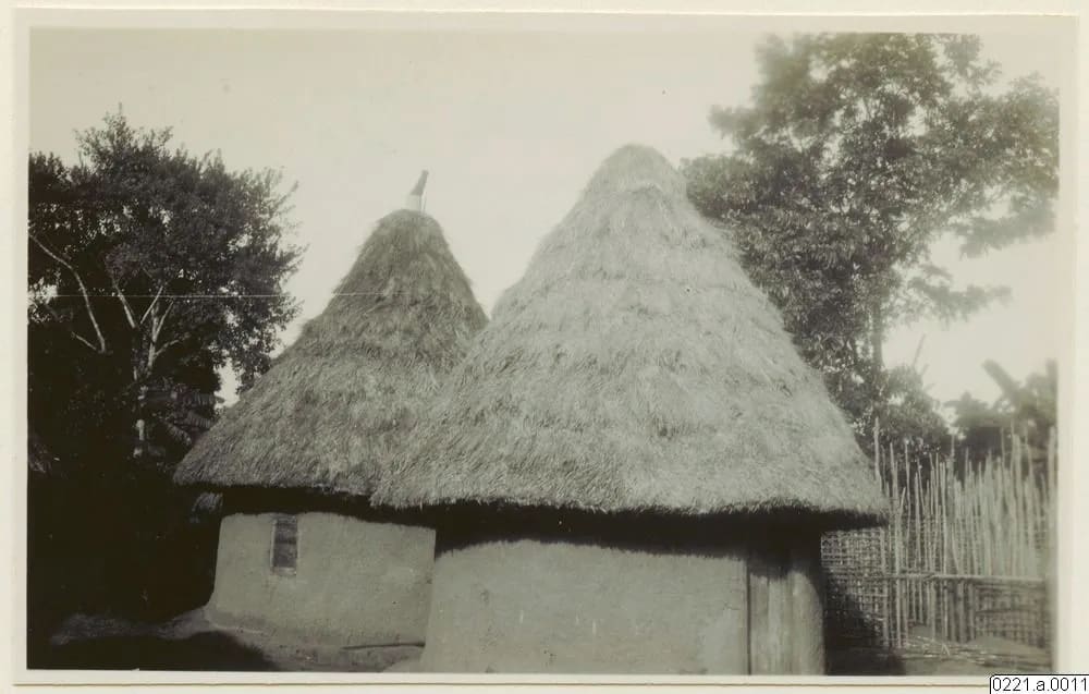 House type: round houses with steep thatch, Mende country, 1930–31