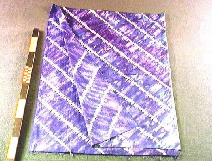 Blue and purple gara lappa with diagonal white lines
