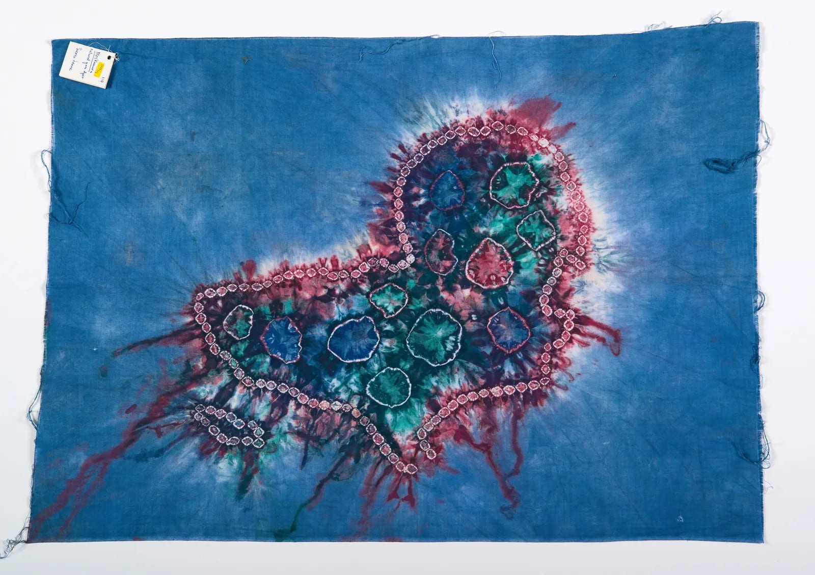 Gara cloth with a map of Africa tied in small circles