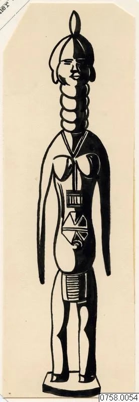 Drawing of a statue of the Bundu (Sande) society