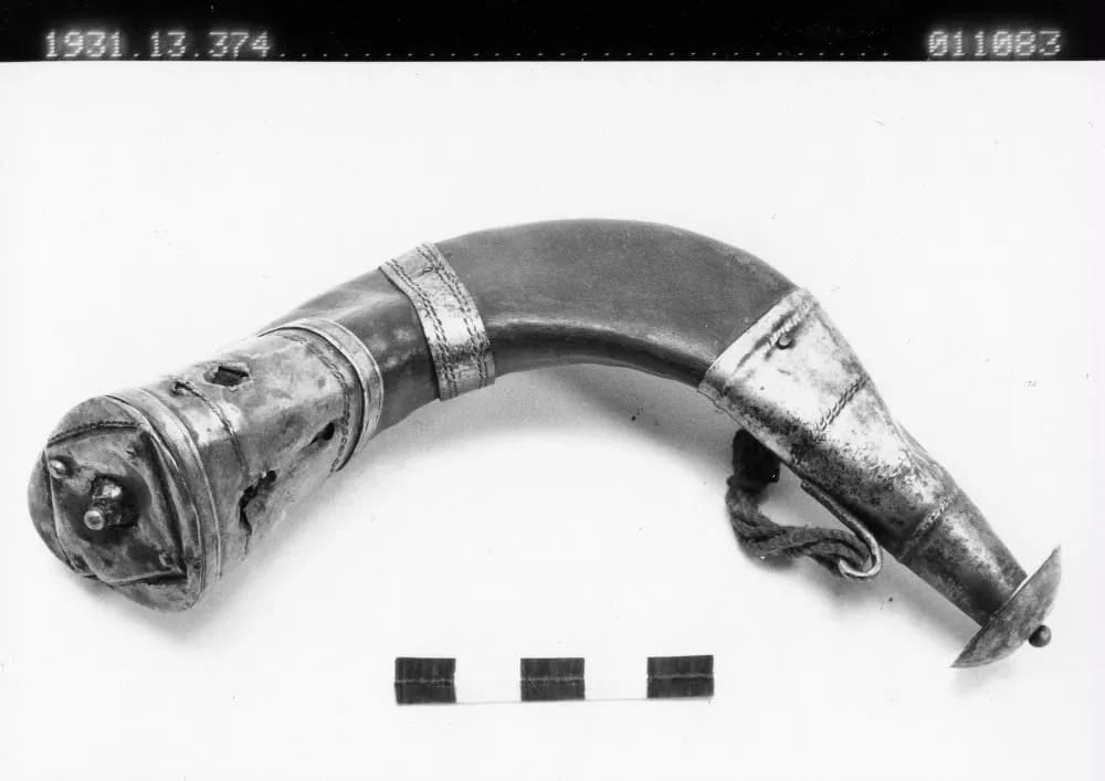 Silver-covered horn carried by newly initiated Bundu girls, Vai
