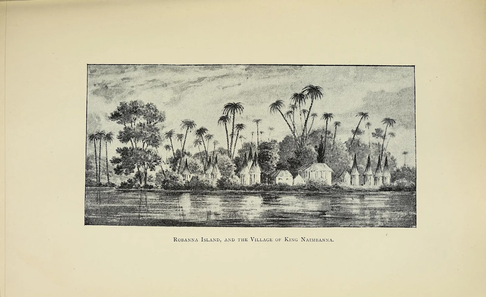 Robana Island and the village of King Naimbana (engraving)