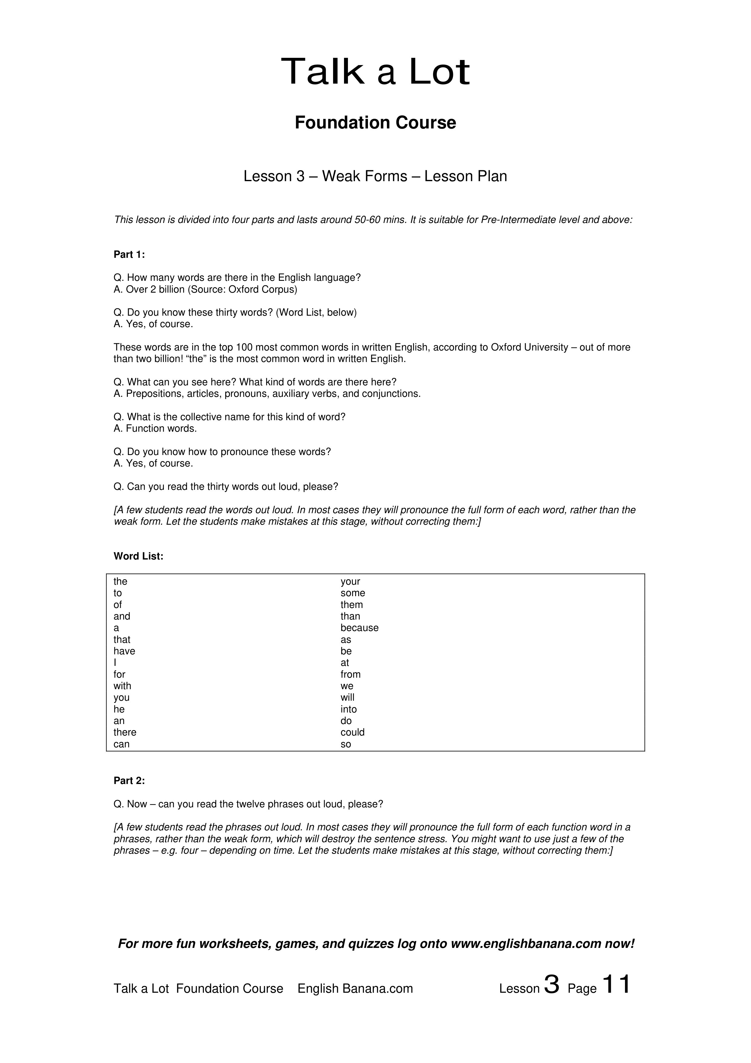 talfc weak forms lesson plan