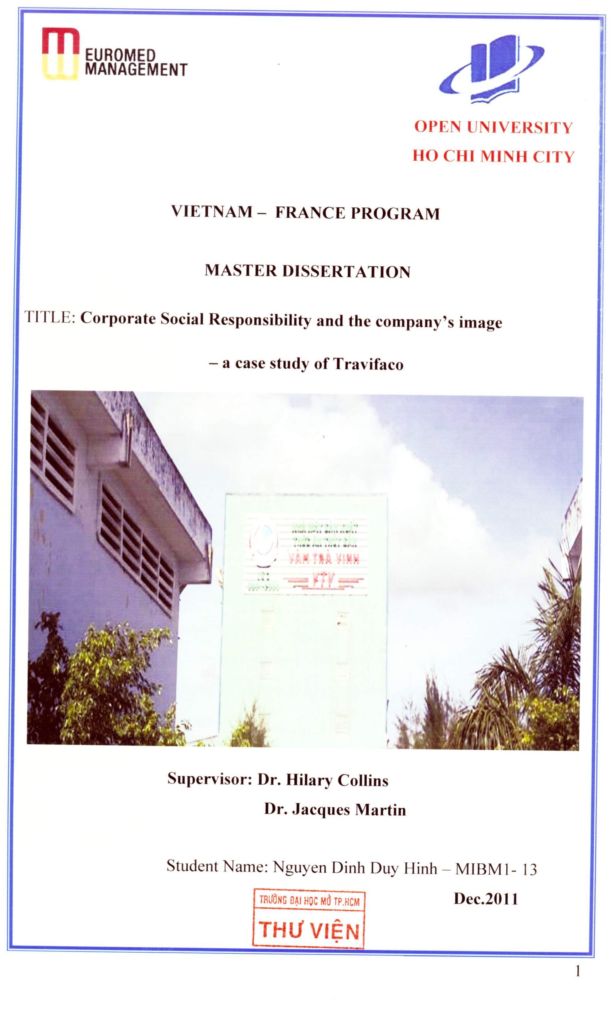 Corporate social responsiblity and the company's image - A case study of travifaco