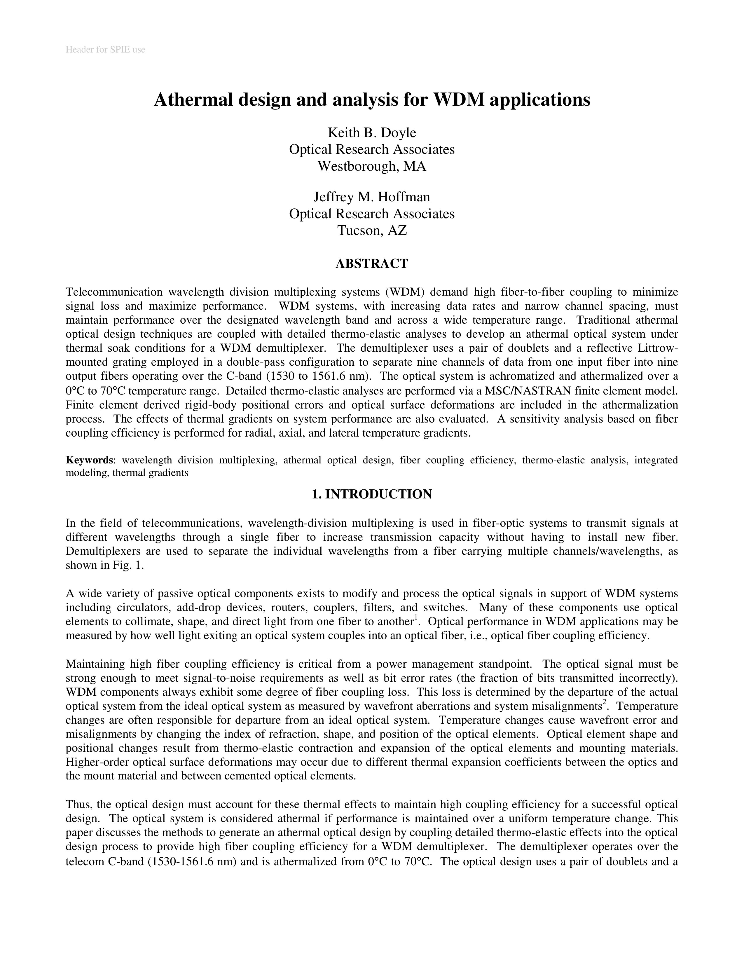 Athermal design and analysis for WDM applications pptx