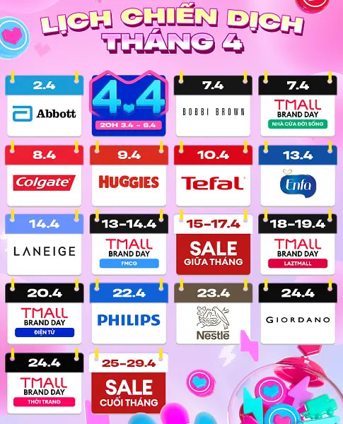 Cập nhật Lịch Sale Lazada Tháng 4/2026