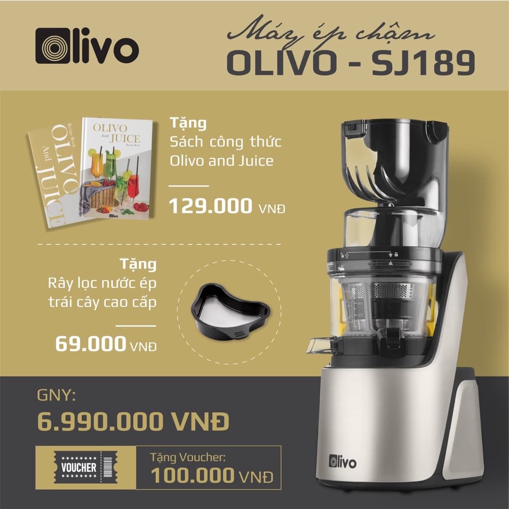 Máy ép Olivo SJ189 - máy ép chậm nhập khẩu Mỹ bảo hành 24 tháng trên Shopee