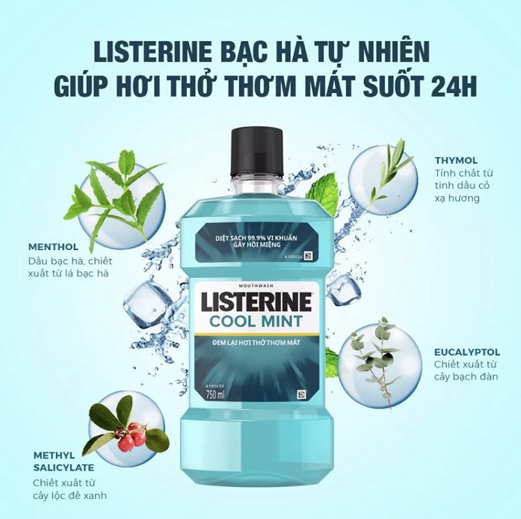 Review nước súc miệng Listerine diệt khuẩn hiệu quả, đem đến hương thơm thanh mát