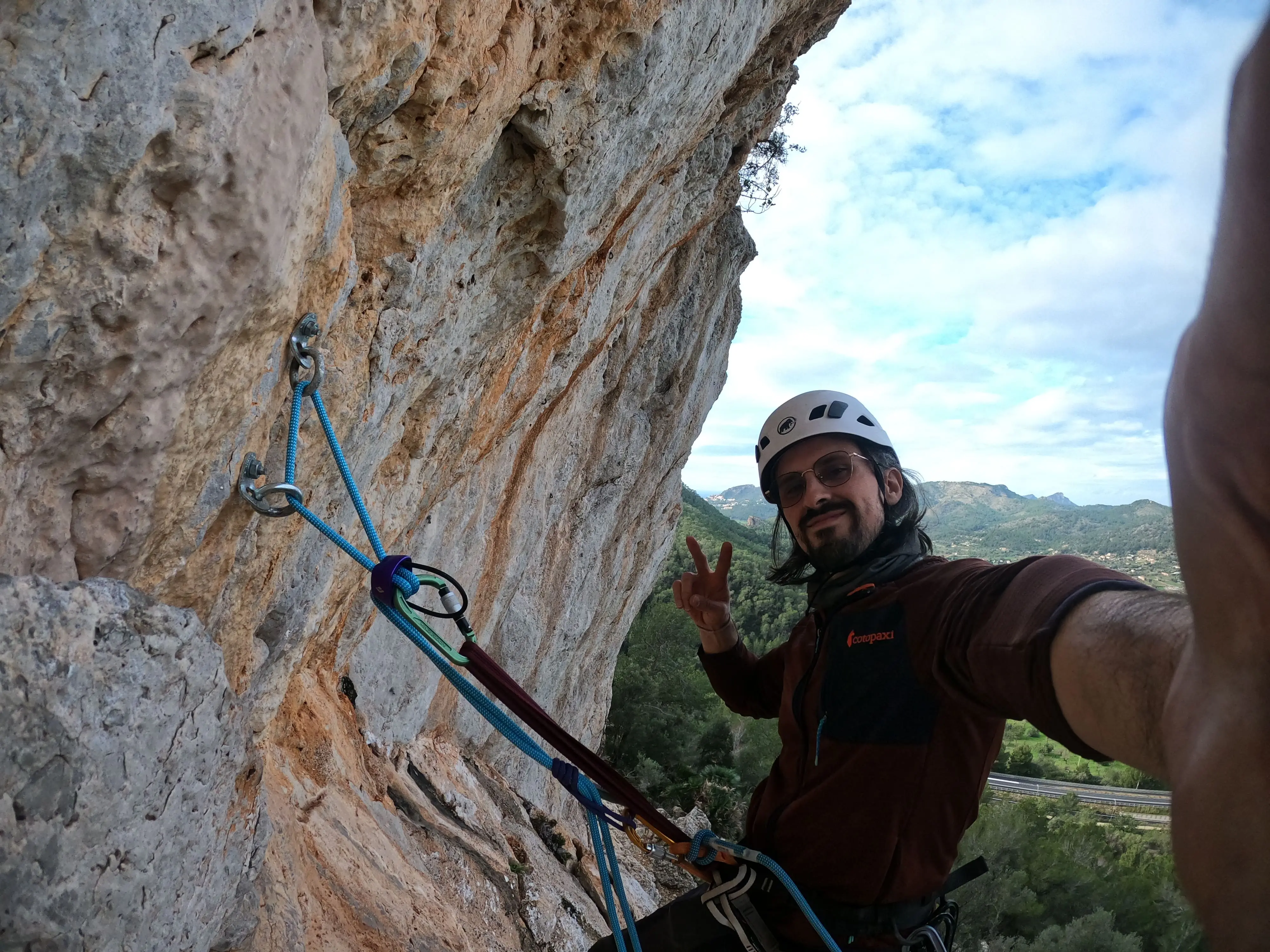 Selfie before rappelling down
