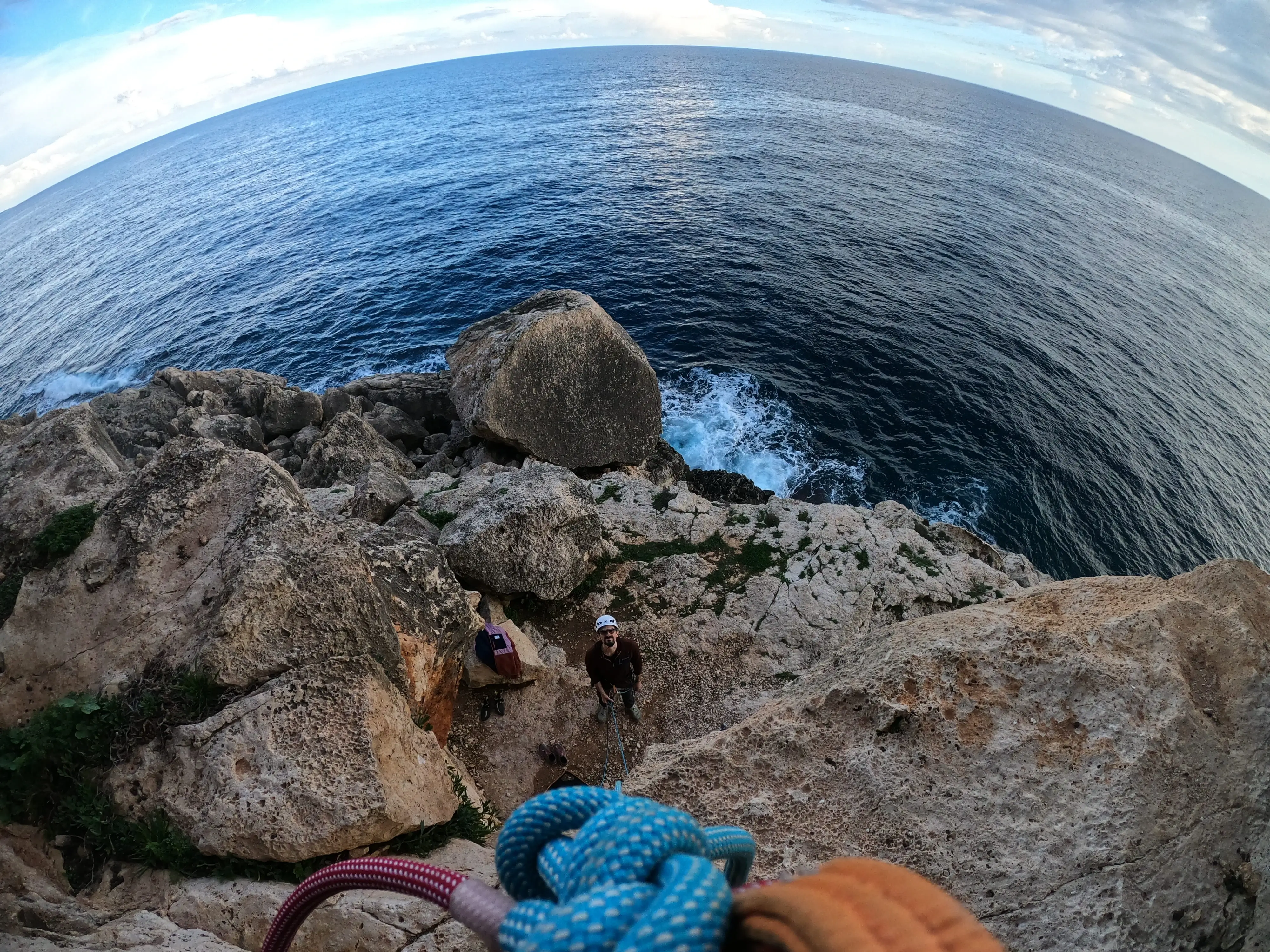 Resting and enjoying the view after the crux