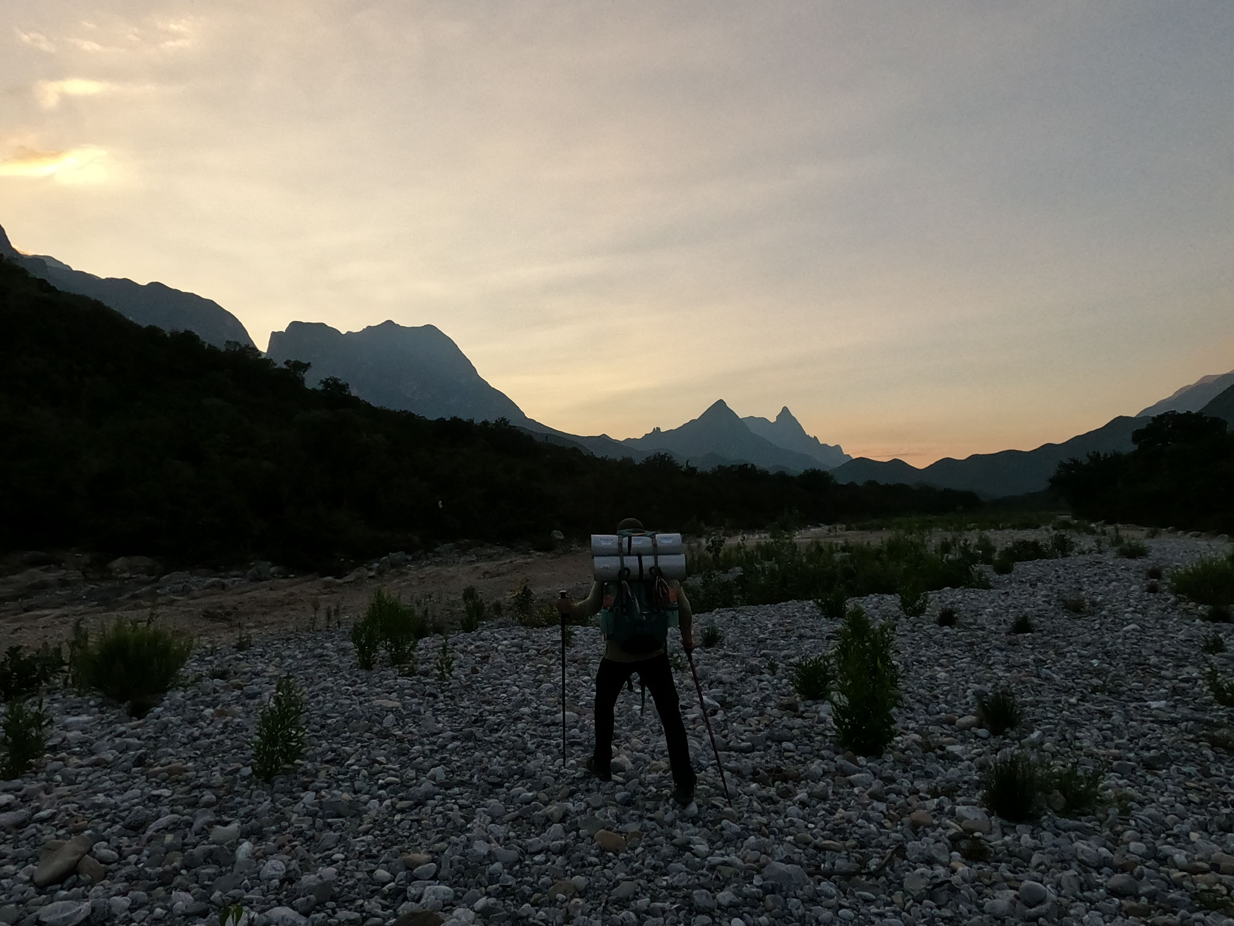 Walking on top of “piedra bola” at sunset