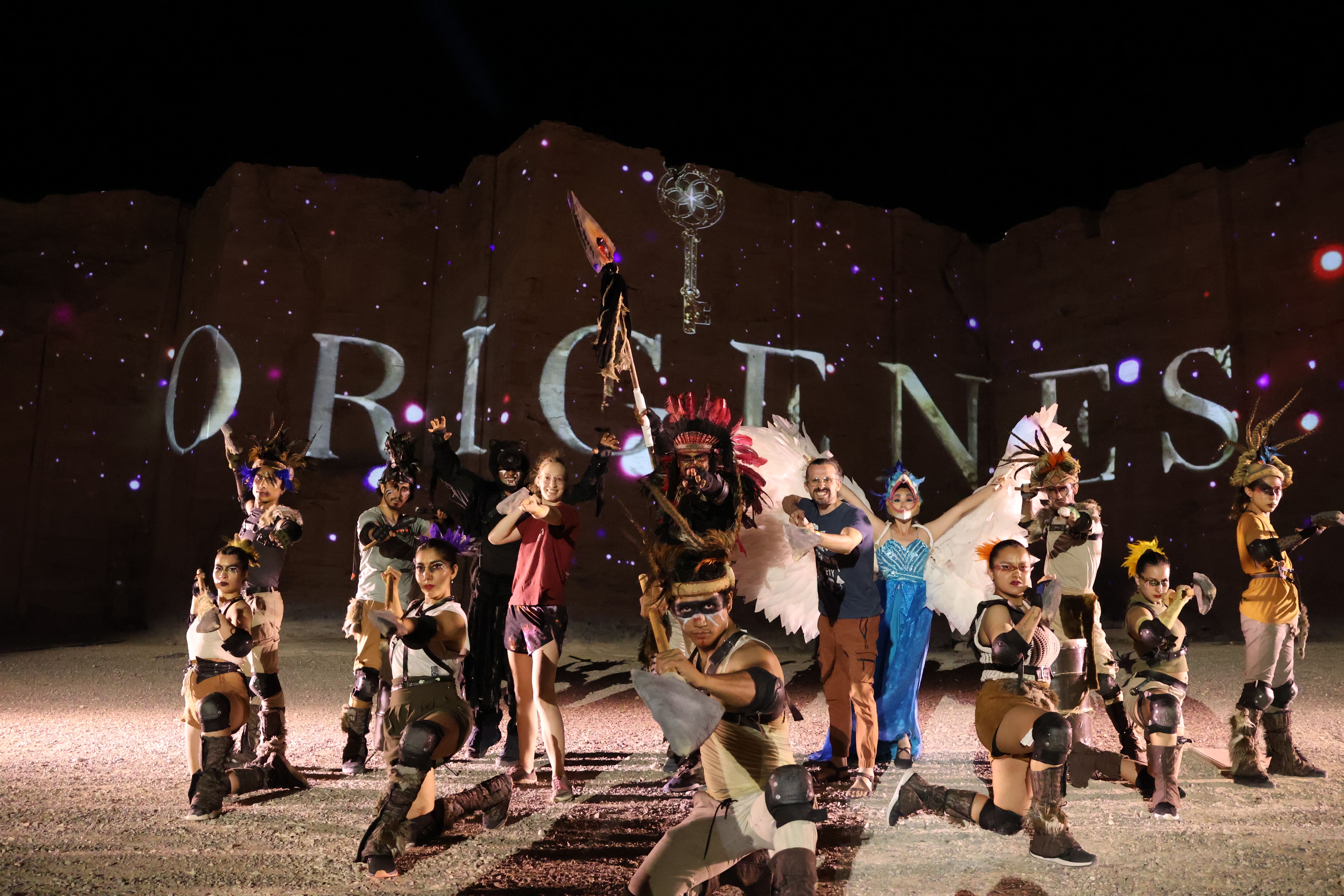 Posing with the cast of the Origenes show