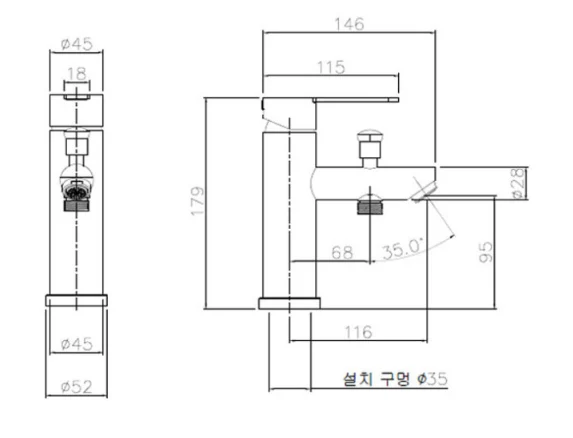 대림바스 원홀 샤워 겸용 DL-B2116SN 무광 니켈 상세 이미지 5
