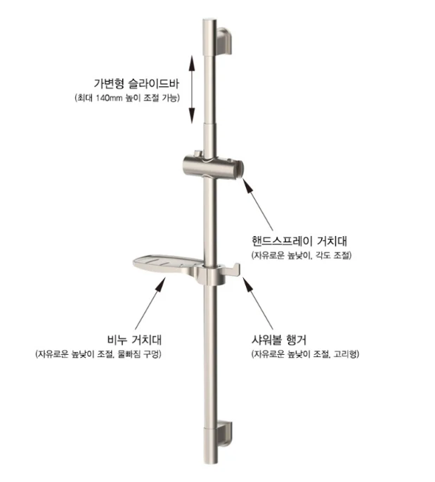 아메리칸스탠다드 가변형 슬라이드바 FH6135 사틴 무광 상세 이미지 1