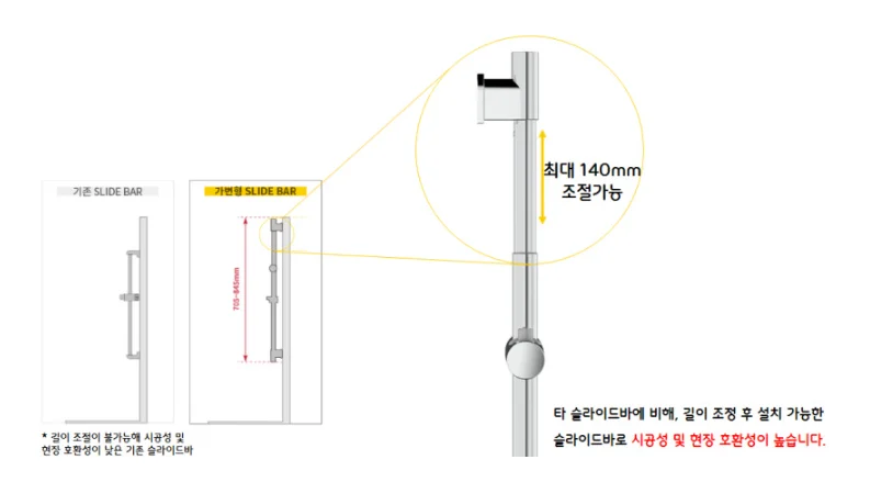 아메리칸스탠다드 가변형 슬라이드바 FH6135 사틴 무광 상세 이미지 3