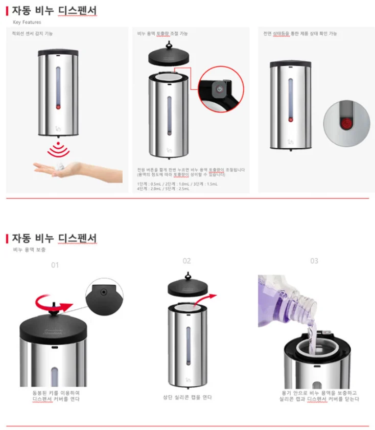 아메리칸스탠다드 자동 비누 디스펜서(건전지식) 9502 상세 이미지 2