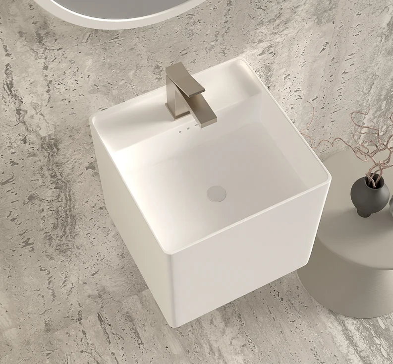 라우체 무광 스퀘어형 반다리 세면대 벽붙이 세면대 티니 803M 상세 이미지 2