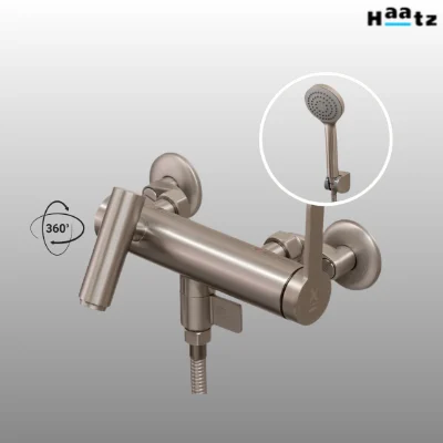 하츠 무광 니켈 욕실 샤워수전 욕조수전 회전형 벽붙이 샤워기 3225