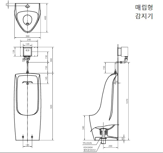 대림바스 트랩탈착식 남자소변기 중형 절수형 502B 상세 이미지 3