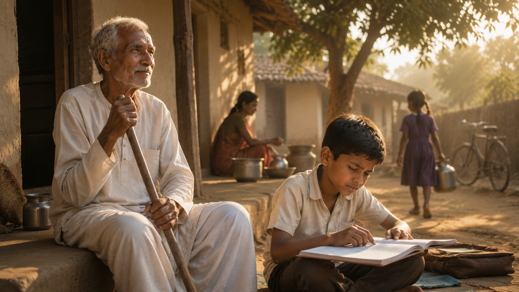 The Issue - blind elderly man in rural India