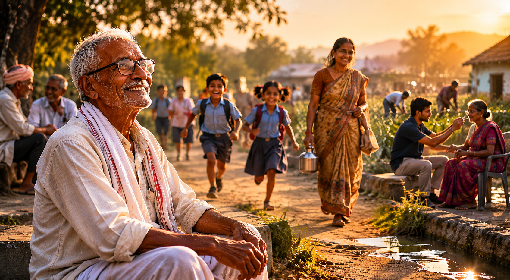 The Issue - blind elderly man in rural India