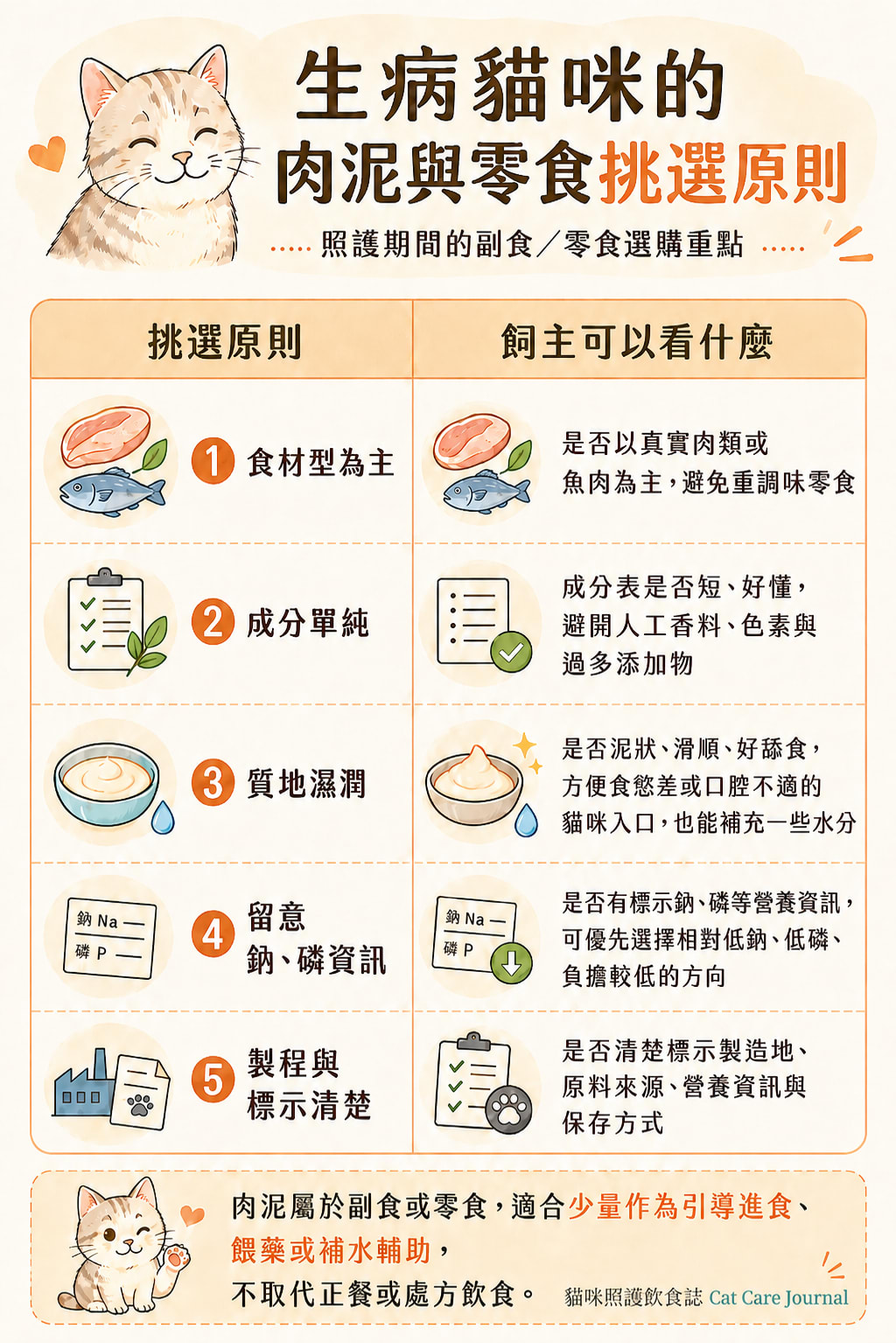 生病貓咪選擇食材型肉泥示意圖