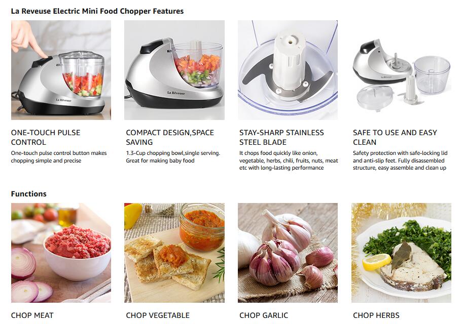 La Reveuse Electric Mini Food Chopper, Vegetable Fruit Cutter, Meat Gr – La  Reveuse Home Appliances