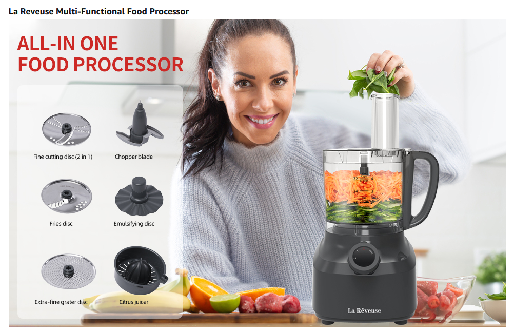 La Reveuse 4 Cup Food Processor Vegetable Chopper, 400 Watts, for Slic – La  Reveuse Home Appliances