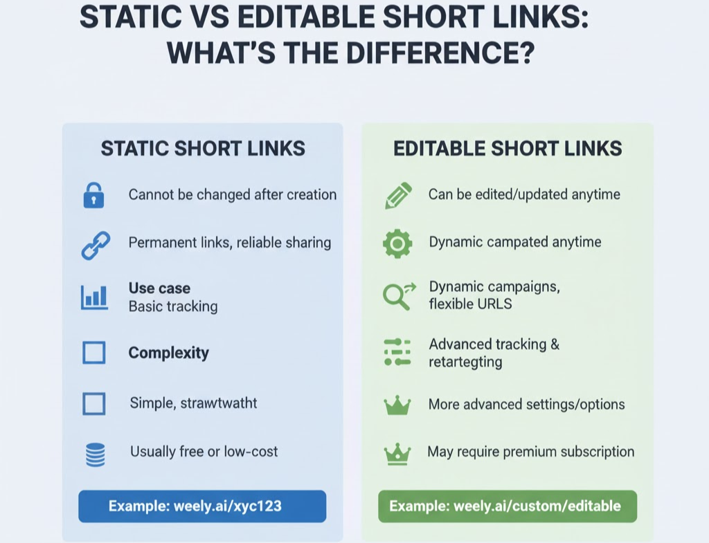 Static vs Editable Short Links