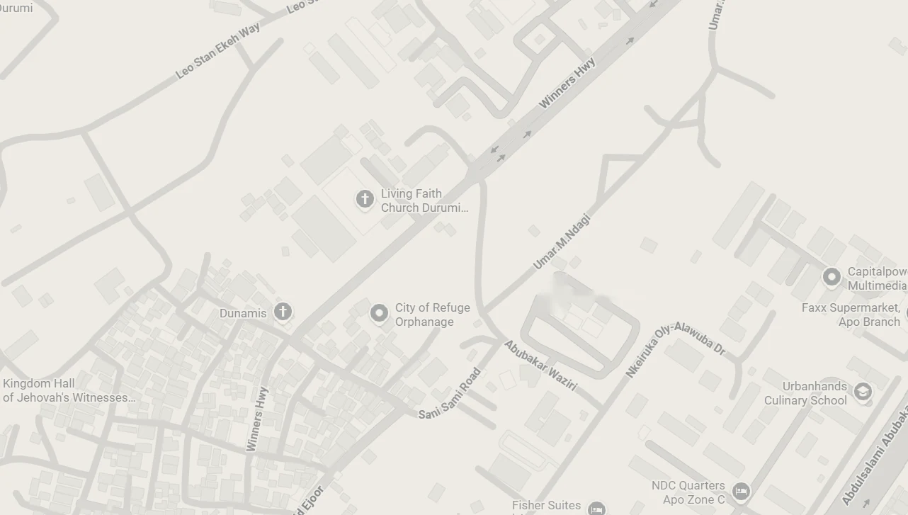 Street map of Apo, Abuja, with Foundation Years marked at Sparklight Plaza
